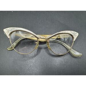 Vintage Silver Cat Eye Glasses 1/10 12K Gold Filled Frame American Optical